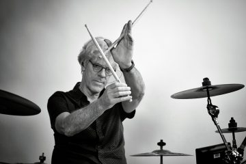 Stewart Copeland in studio recording his part for the Beat Hunger campaign. Photo by Jeff Luterbach.