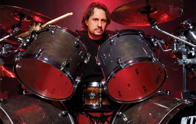 Dave Lombardo with his drum set