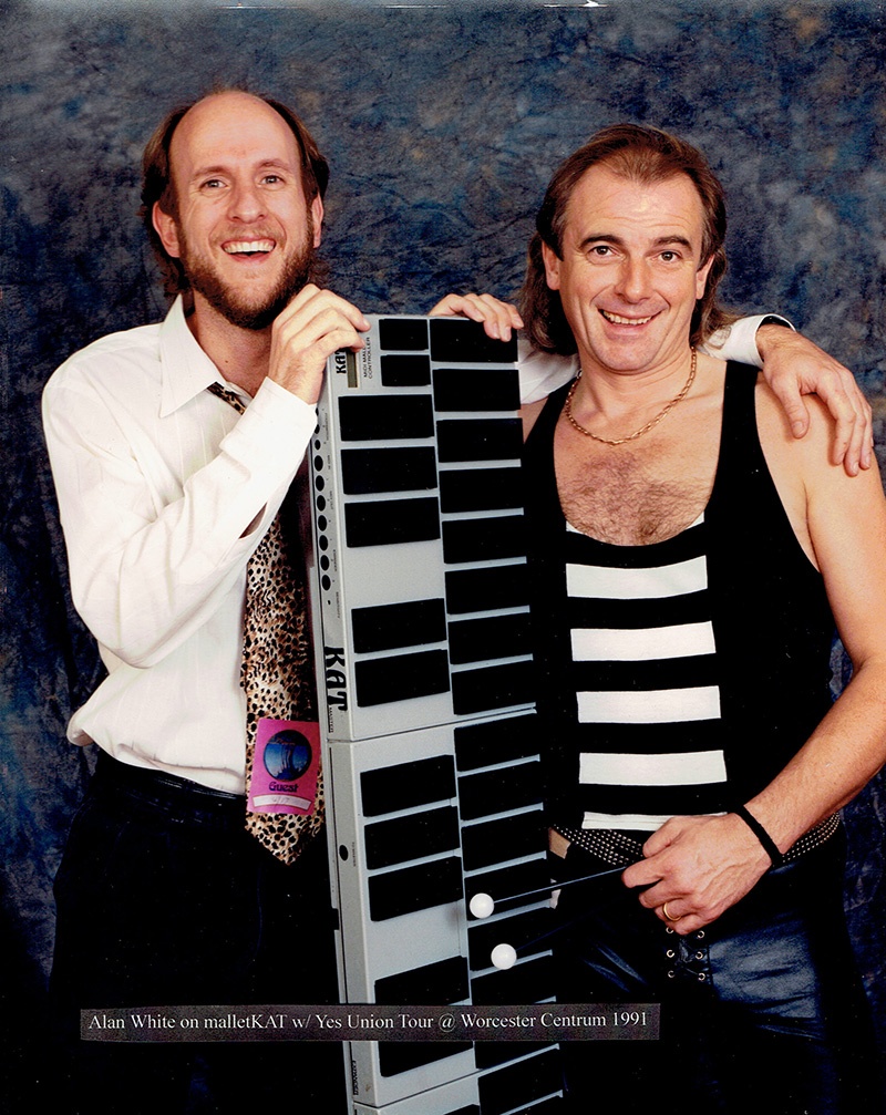 Bill Katoski and Alan White of Yes with his malletKAT in 1991